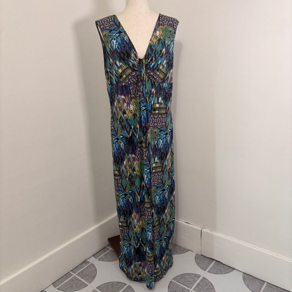Christin Micheals Sleeveless V-Neck Maxi Abstract Print Dress Sz XL